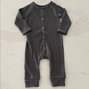 Gray Ribbed Kids One Piece
